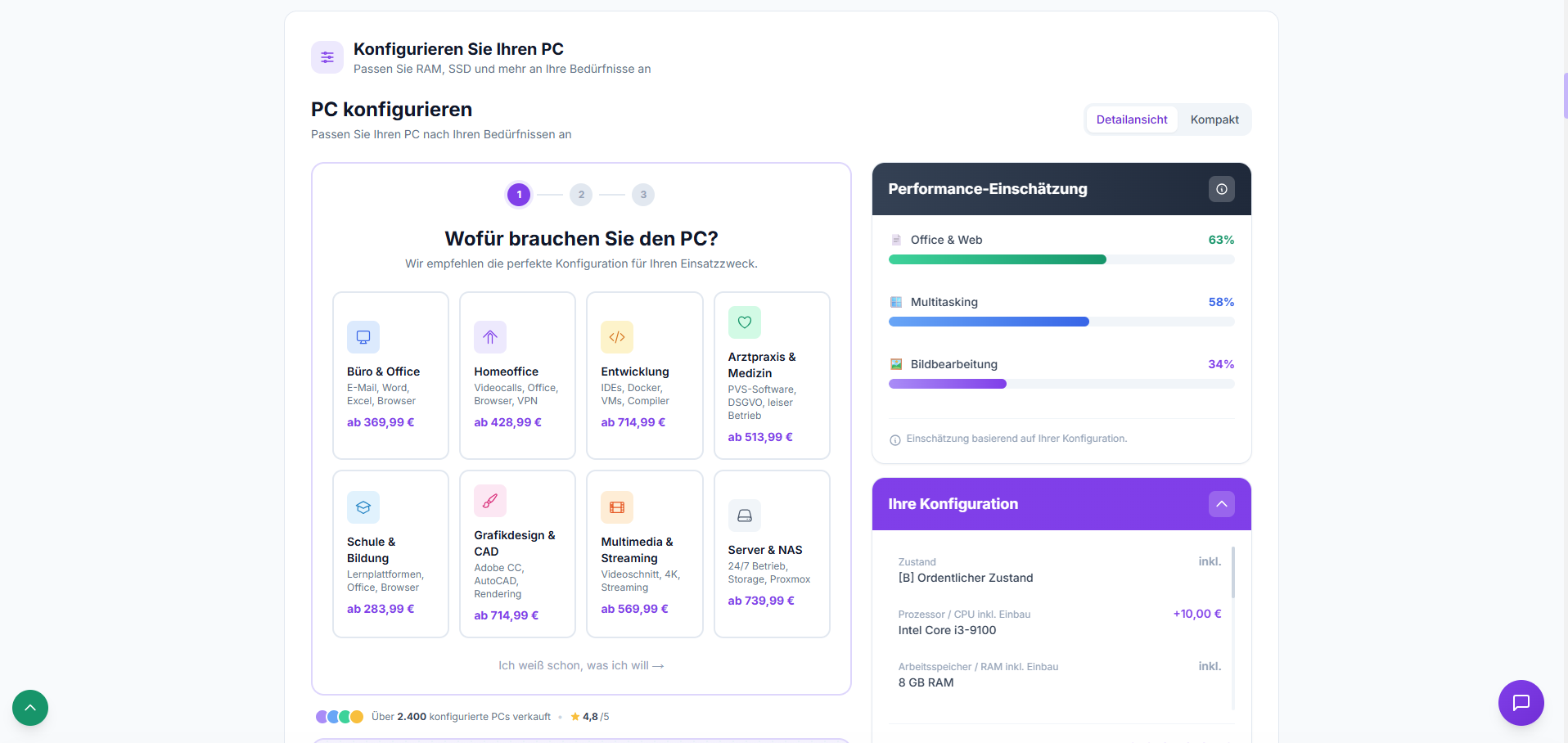 Neu: Unser PC-Konfigurator fragt jetzt, wofür Sie den PC brauchen