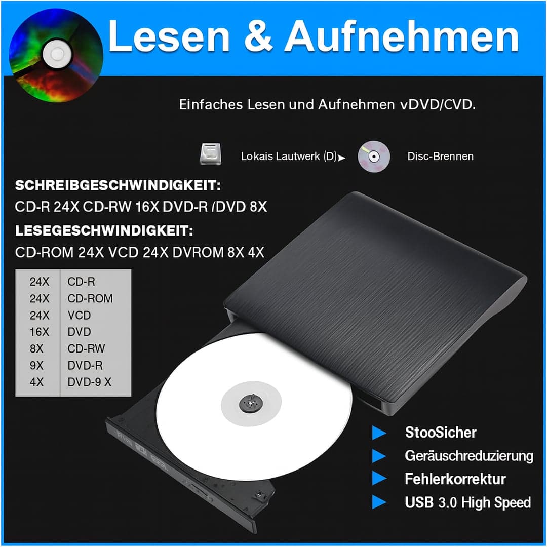 Externer CD/DVD-Brenner über USB - Anschluss