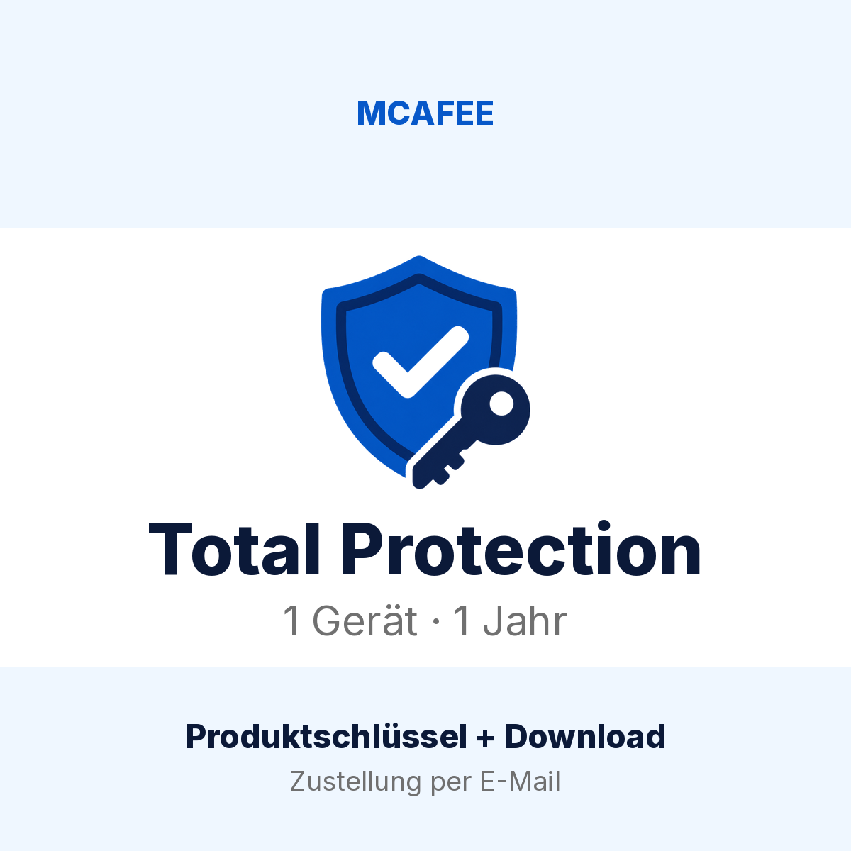 McAfee Total Protection — 1 Gerät, 1 Jahr | Produktschlüssel + Download | Lieferung per E-Mail – Refurbished kaufen bei MJtronics