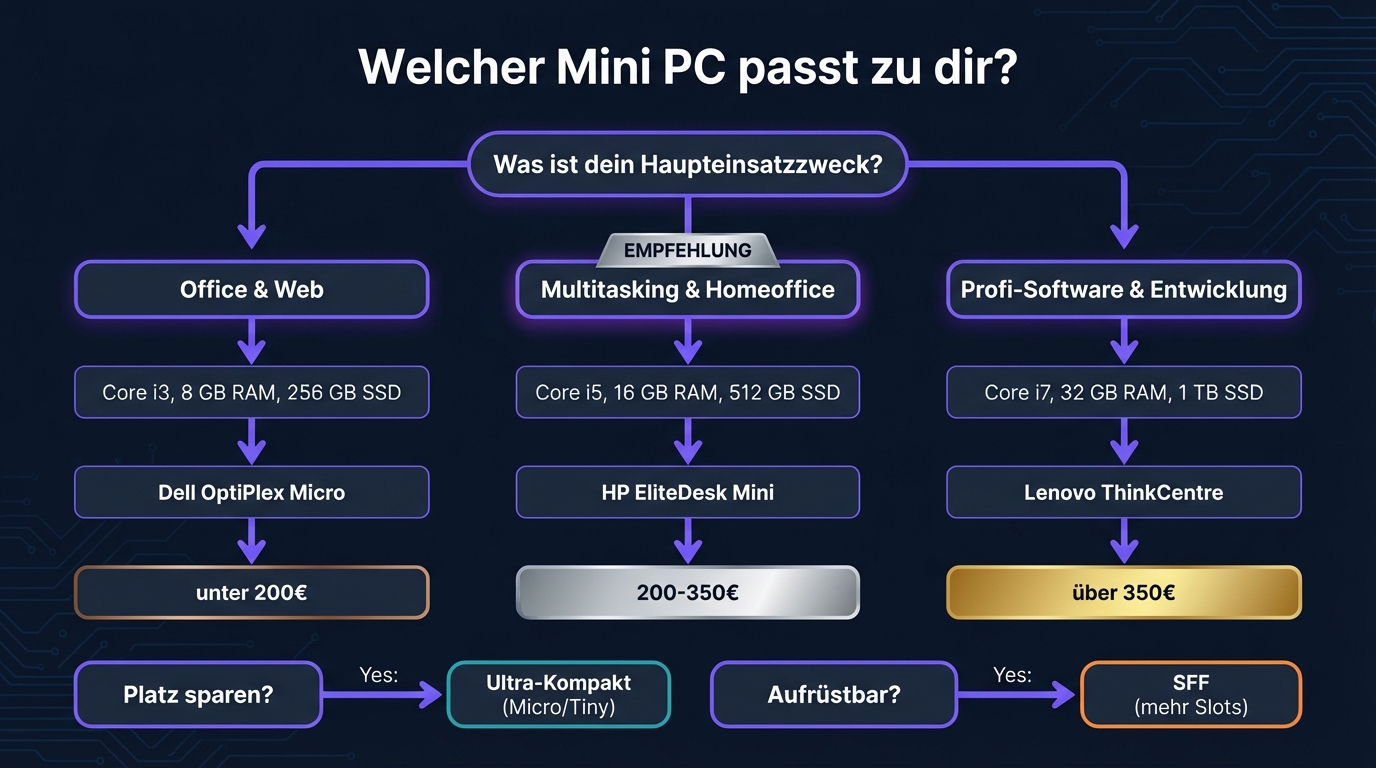 Welcher Mini PC passt zu dir? Entscheidungsbaum nach Einsatzzweck und Budget