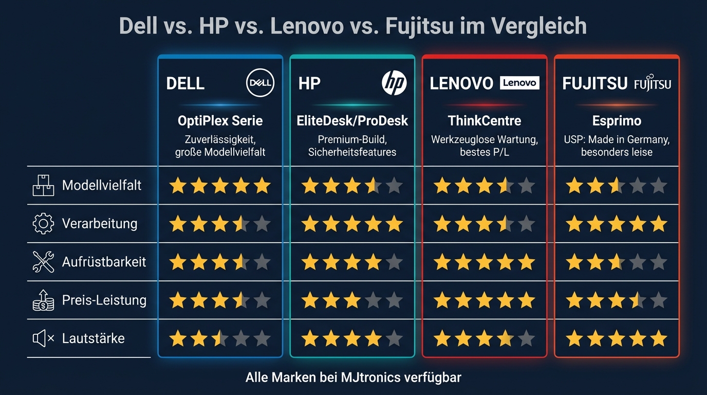 Dell vs. HP vs. Lenovo vs. Fujitsu: Business-PCs im Vergleich