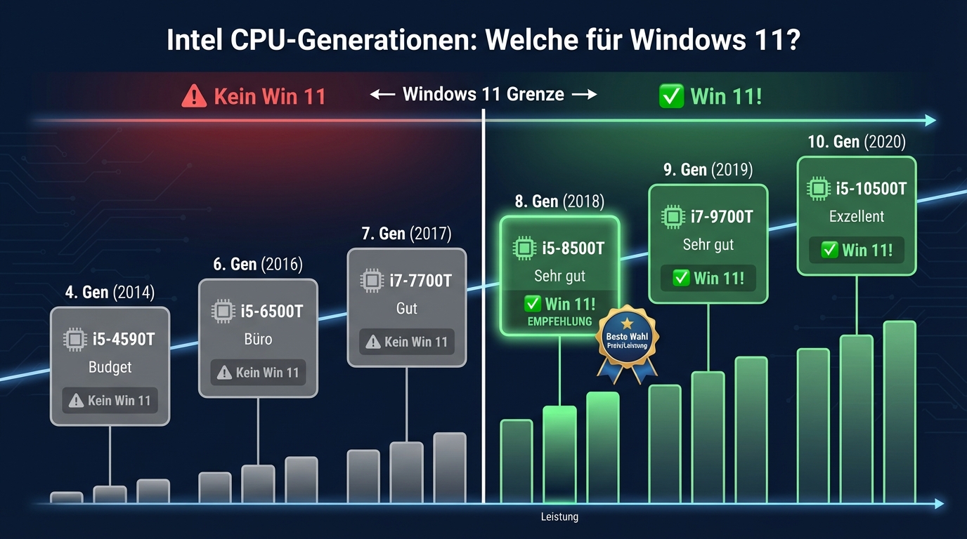 Intel CPU-Generationen Timeline: Ab Gen 8 Windows 11 kompatibel