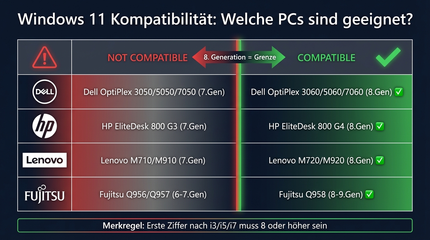 Windows 11 Kompatibilität: Welche Dell, HP, Lenovo und Fujitsu PCs sind geeignet?